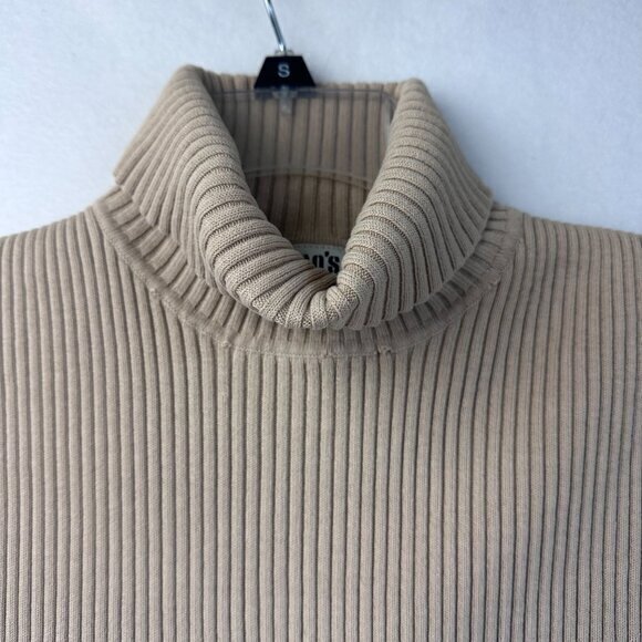 Chicos top Women 3  XL 16  Silk Blend Sleeveless Turtle Neck Ribbed beige tan - Picture 2 of 3